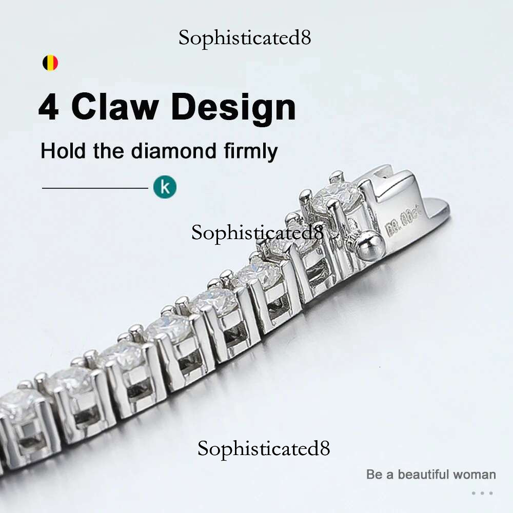 KNOBSPIN 2mm D Color Moissanite Tennis Bracelets for Woman Man Sparkg Dias with GRA s Sterg Sliver Hip Hop Bracelet