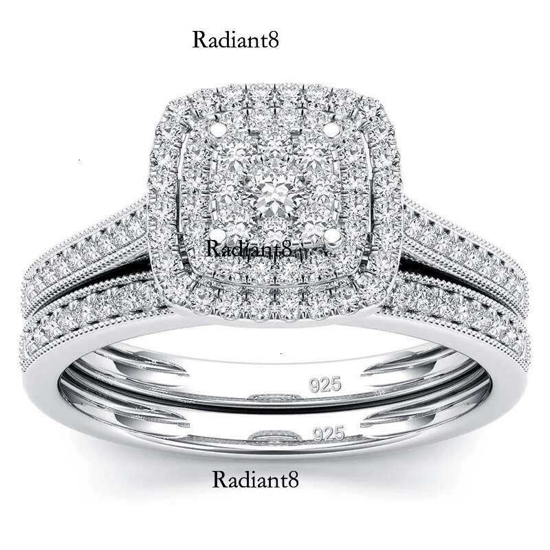 Szjinao 2pcs Moissanite Ring Set For Woman Original Sier Wedding Jewelry Engagement Ladies Anniversary Gift Trend
