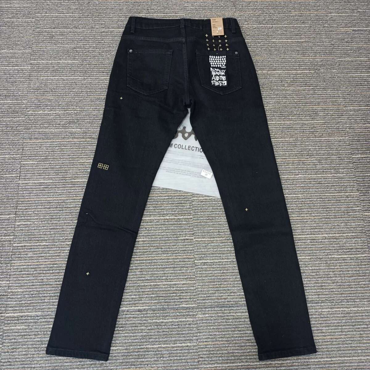 KSUBI Cross Brand Men Fashion High Street Black Letter Embroidery Stretch Skinny Jeans Daily Casual Hip Hop Pencil Pants