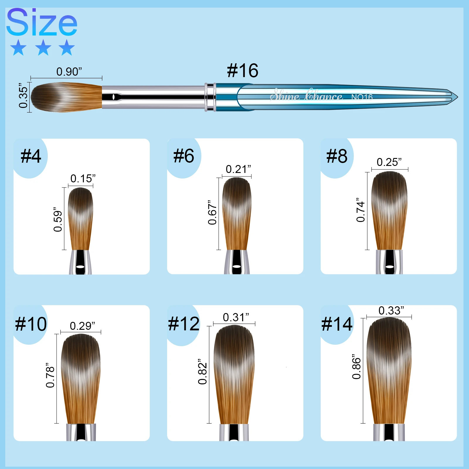 4pcs Kolinsky Acrylic Nail Brush Good Quality Nail Art Mink Brush Wood Handle Gel Builder Manicure Brush Drawing Tools 250304