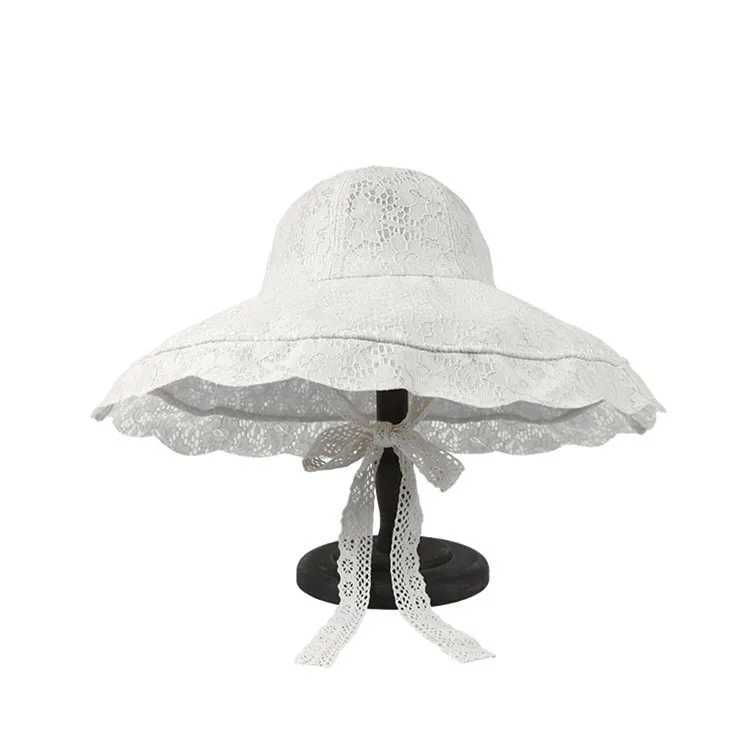 Summer Lace Sun Hat Womens Wide Brim Sun Hat Womens Lace Hat Summer White Lace Party Wedding Set Beach HatXJ250304