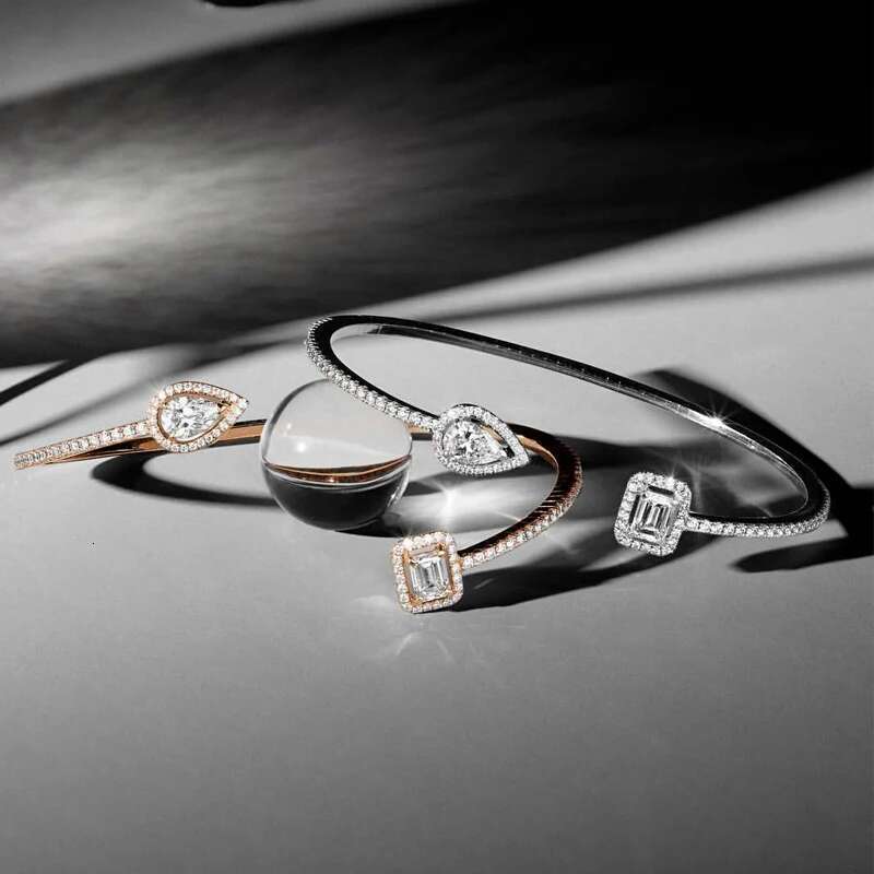 Trendy Cubic Zirconia Adjustable Open Bracelet Cuff Bangles For Women 2023 Gold Color Wedding Jewelry Anniversary Gifts