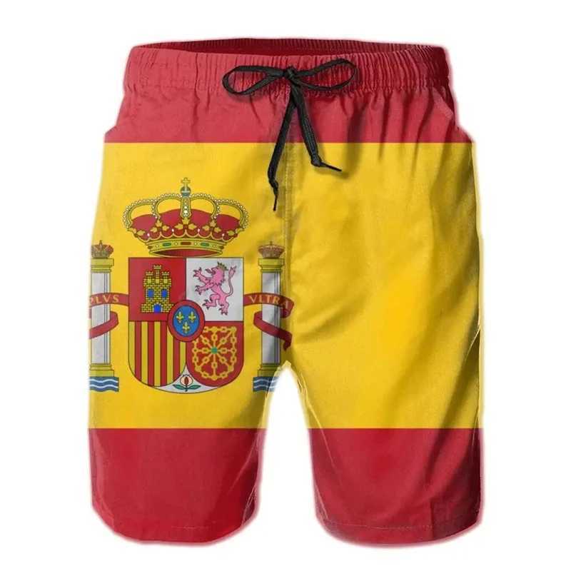Summer Mens Swimsuit Spain Flag Print Surfing Board Beach Shorts New Fashion Oversized Trunks Sportwear Briefs Boy Short PantsT250304
