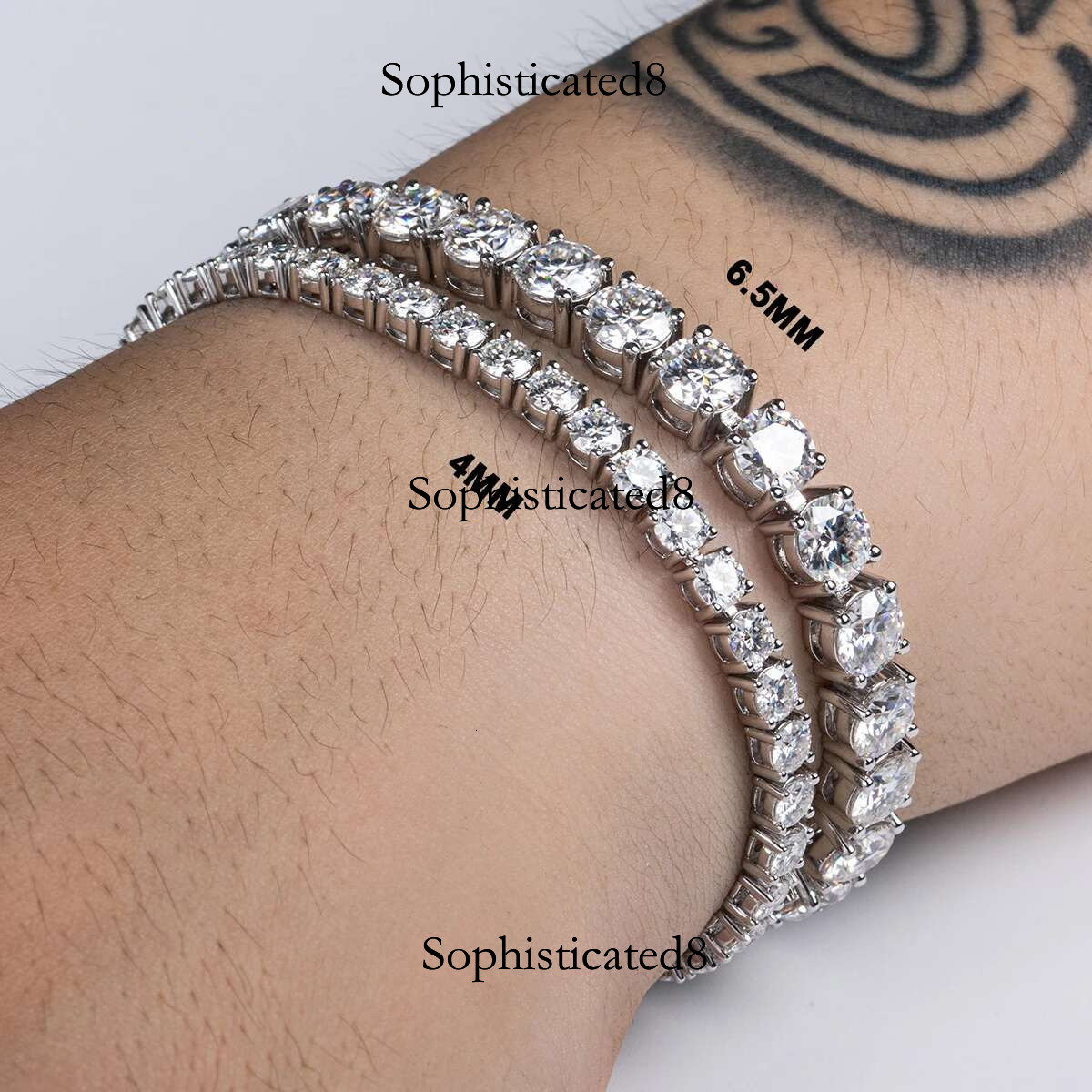 AnuJewel 6.5mm 24-29cttw D Color Moissanite Dia Tennis Bracelet On Hand Sterg Sier Wedding Bracelets For Woman