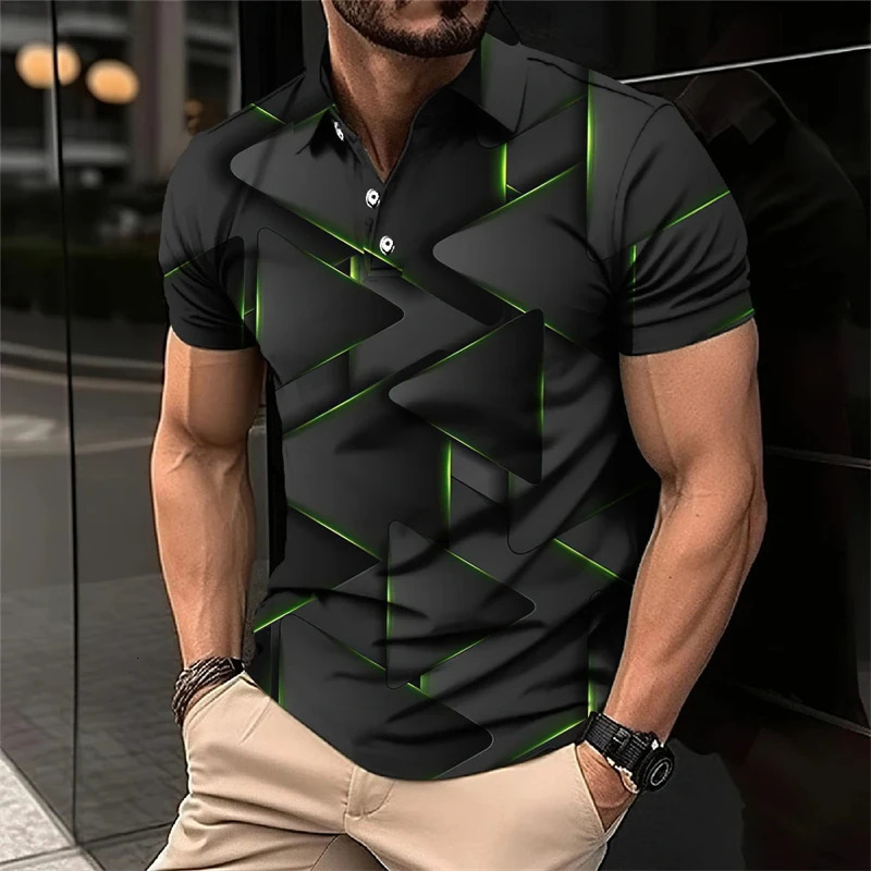 Cool Mecha 3D Printed Short Sleeve Polo Shirts For Men Clothes Tech Style Short Sleeve Fashion Techwear Sports Muscle POLO Shirt 250304