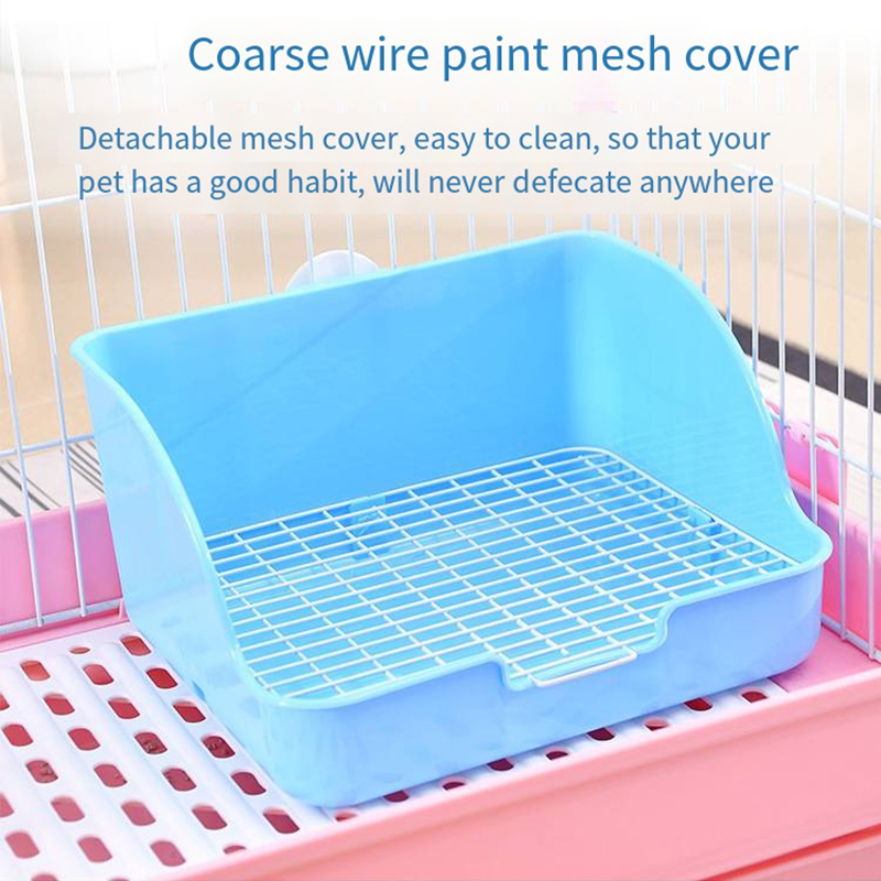 PP Plastic Rabbit Litter Box Rectangular Pet Toilet Chinchillas Bunny Potty Trainer Corner Small Animal Litter Pee Pan