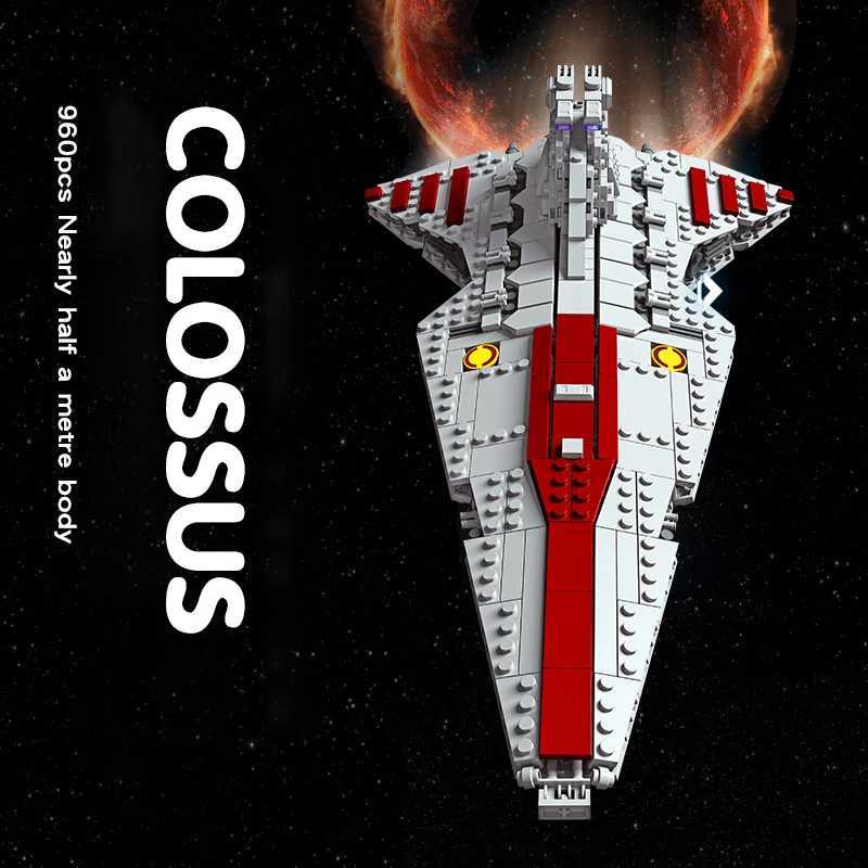 960PCS Space Battleship Building Blocks Spaceship Defense Ship MOC Model Bricks Kits Desktop Decoration Kids Toys Birthday GiftsT250304