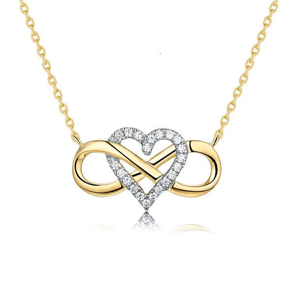 Andrew Advanced Custom Women Heart Infinity Pendant Gold Dia Jewelry Necklace