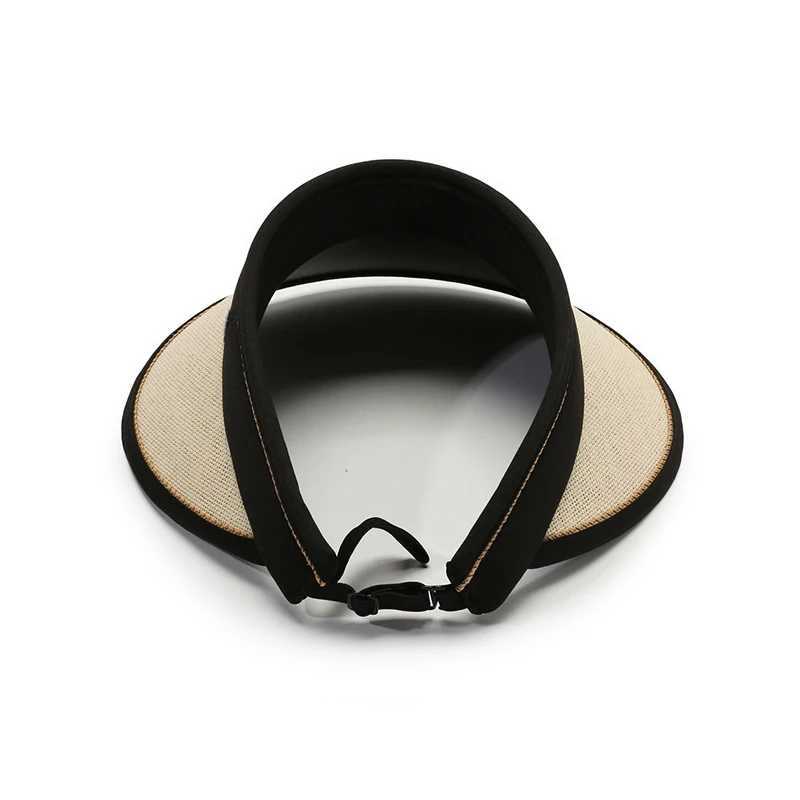 Summer Str Hat for Women Foldable Empty Top Sun Hat Outdoor Beach Anti-UV Protection Wide Brim Female Sunscreen Visor C Golf HatXJ250304