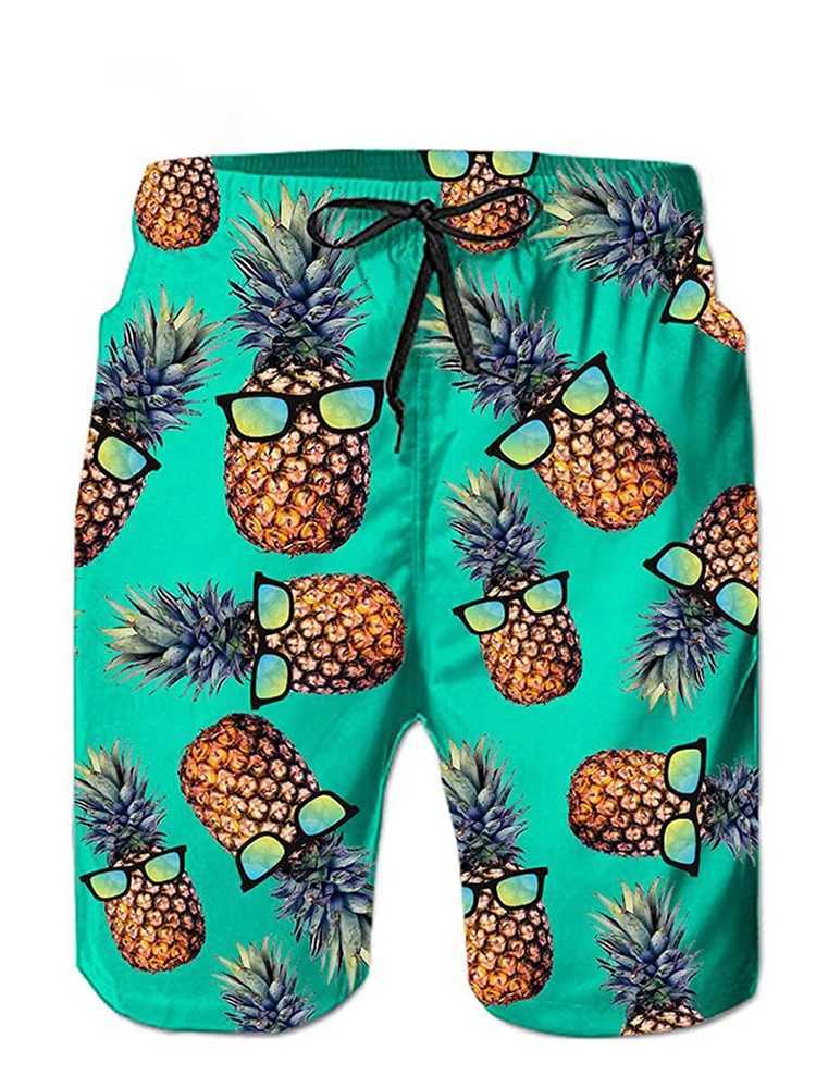 Funny Pineapple Mens Swimwear Beach Shorts Surf Board Shorts Sportwear Pant Boy Short Swimsuit Kids Summer Briefs Swimming TrunkT250304