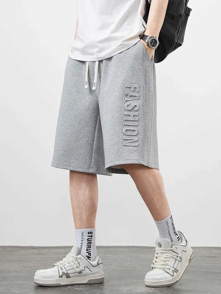 Mens Shorts Summer Clothes Fashion Letter Printed Casual Sweatpants Solid Color Loose Cotton Short Pants Male Straight ShortsT250304