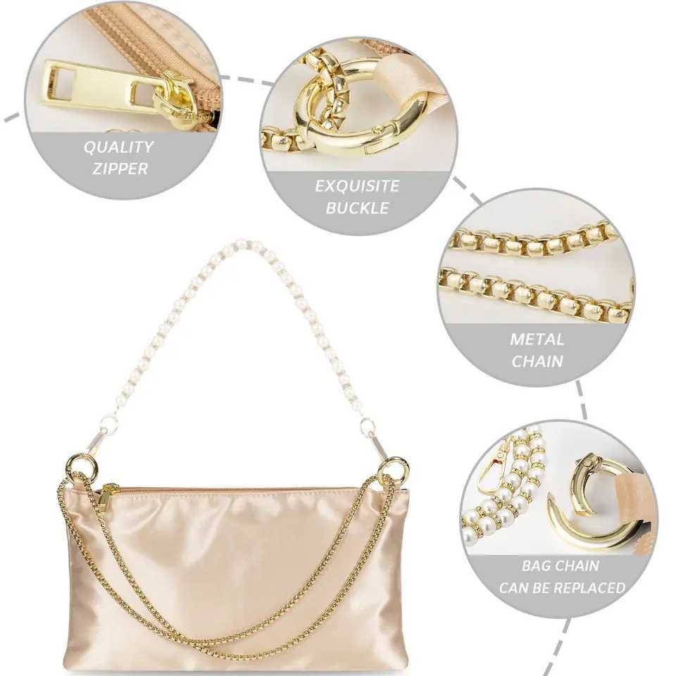 Womens Evening Party Bag Chain Nylon Messenger Bag Womens Small Hand Bag Rose Red Black Beige Z250303