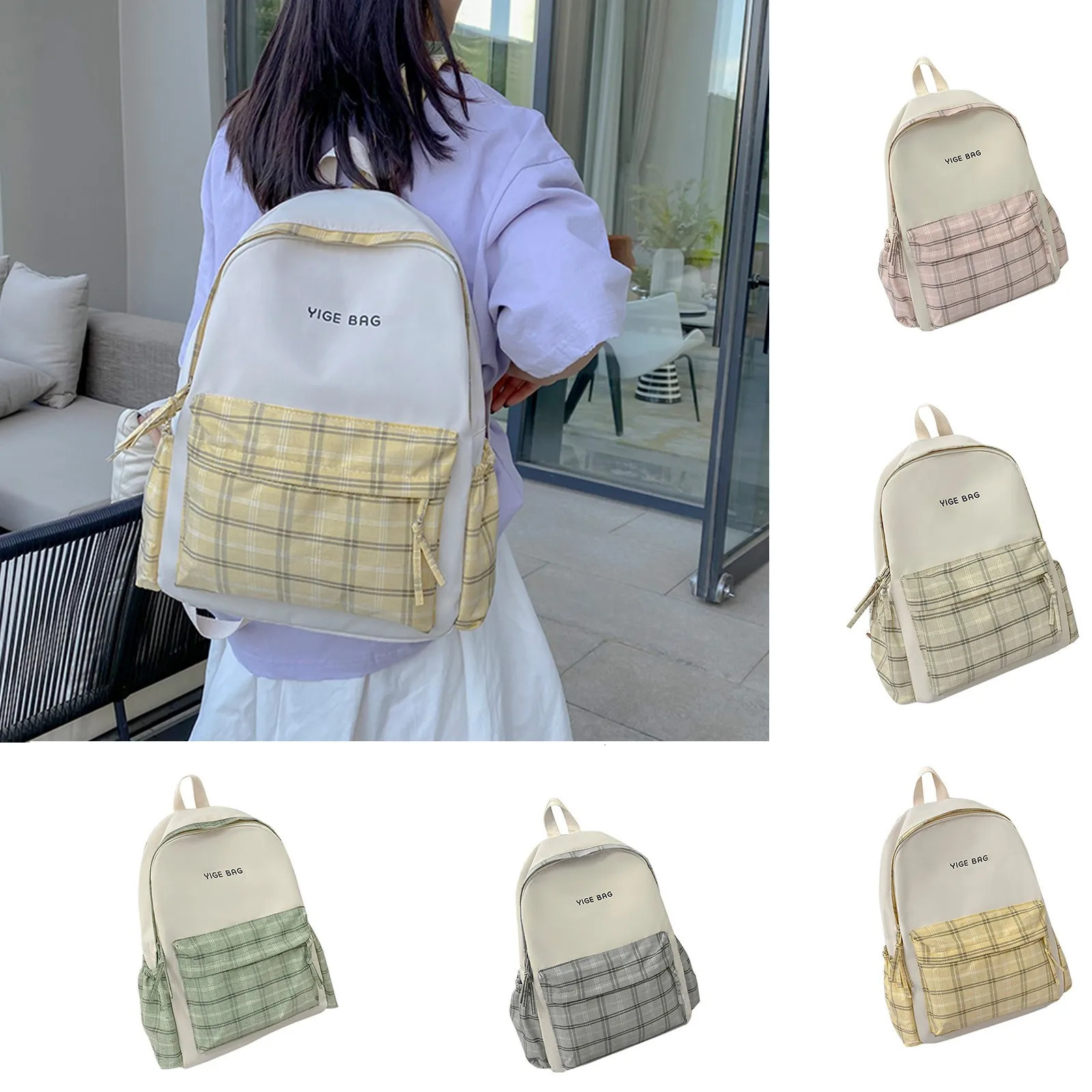 Ship from US Fashion Womens Backpack Girls School Season Student Zipper Flat 250304FBB