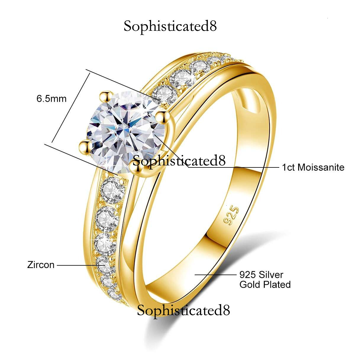 Initial 1 Moissanite Ring For Women Solid Sier Rhodium Plated Wedding Jewelry With Certificate Gift Female DD