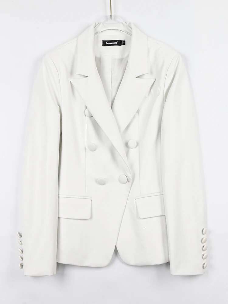 Spring Stylish Short Pink Soft Pu Leather Blazer Long Sleeve Slim Fit Jackets For Women Elegant Fashion 5Xl