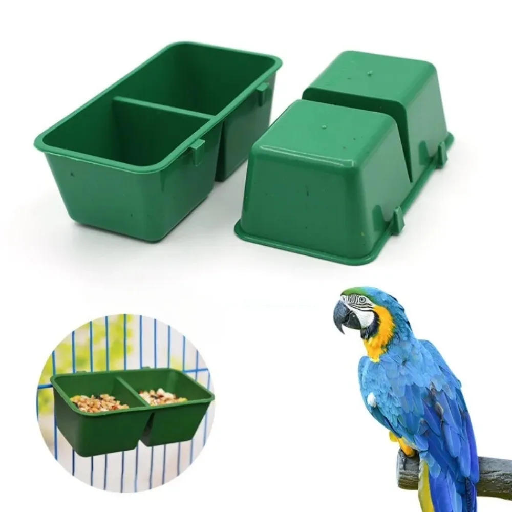 Parrot Feeder Bowl Plastic Water Hanging Bowl Parakeet Feeder Box Pet Cage Food Container Dispenser Feeding Supplies Accessories