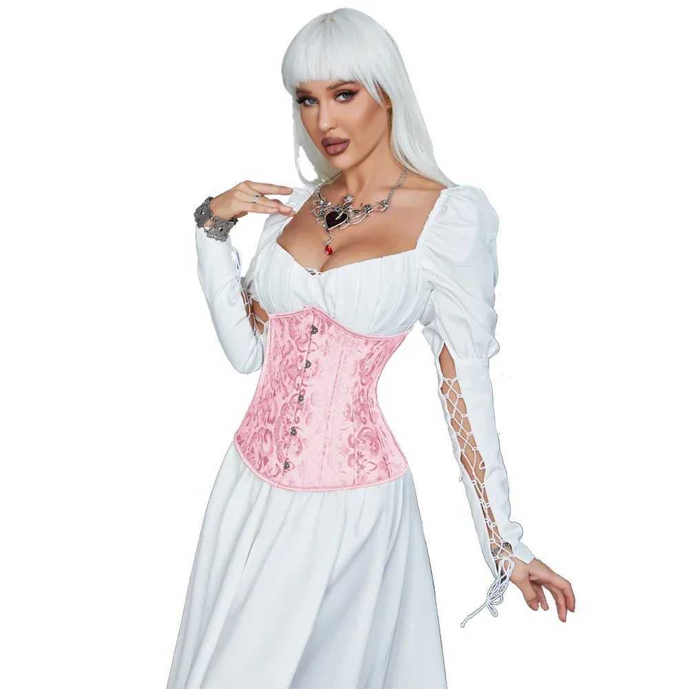 Jacquard Underbust Corset Tops Women Gothic Vintage Bustier Plastic Bones Basques Body Shaper Waist Cincher CorsetXJ250304