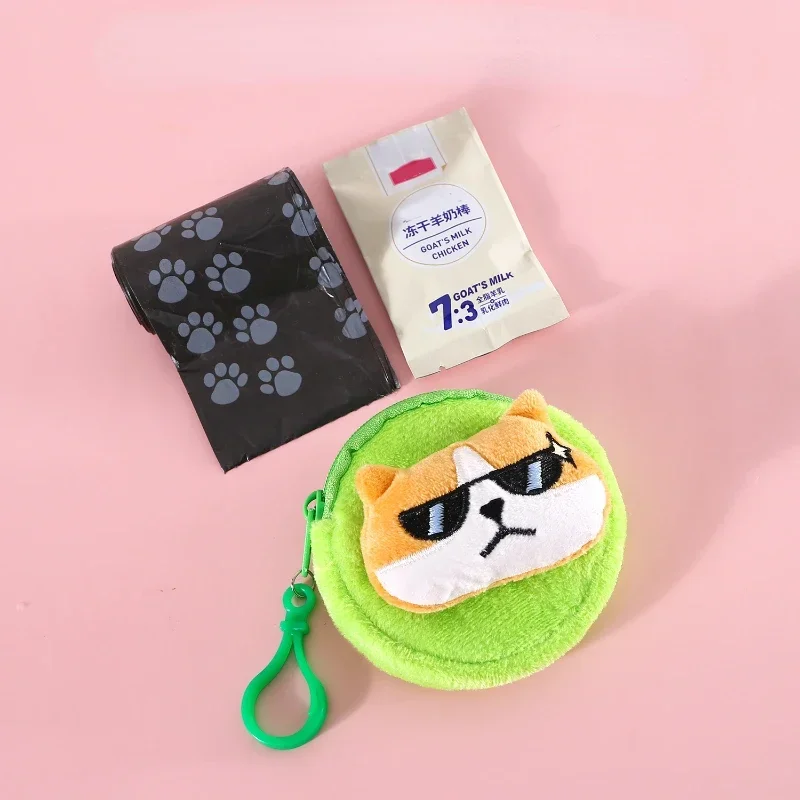 Pet Poop Bag Cute Plush Teddy Outdoor Portable Waste Bag Dispenser Carrier Dog Clean Bag Holder Storage Box Bag Pet Accessories