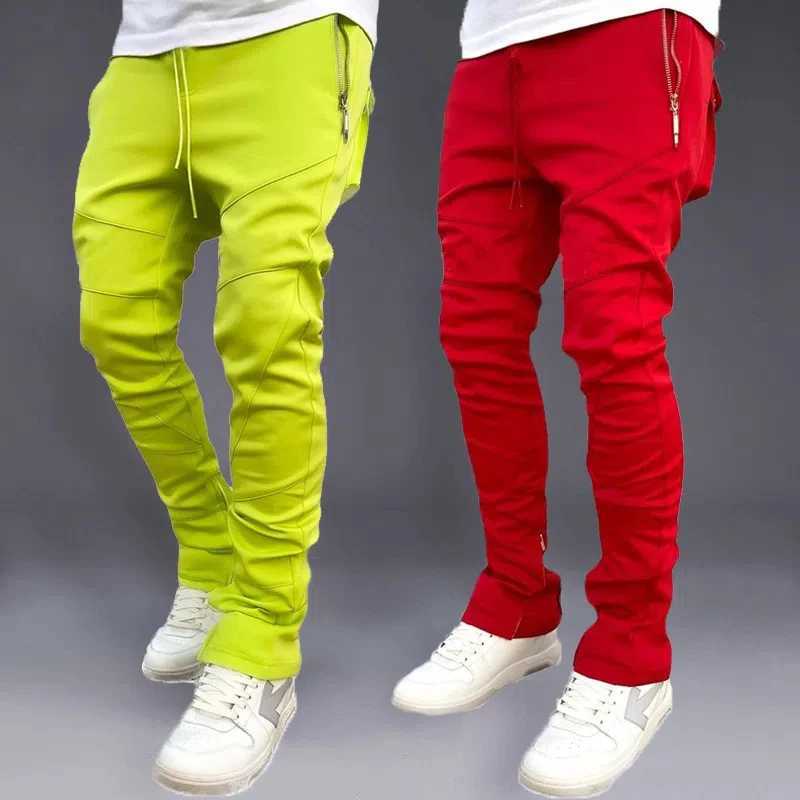Sports pants mens autumn pleated ankle pants elastic ultra-thin backpack fashionable running casual pantsXJ250303