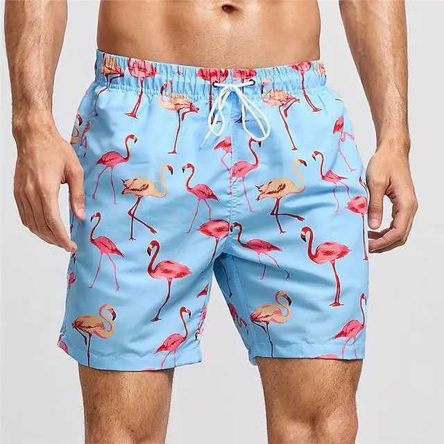 Mens Board Shorts Swim Trunks Summer Beach Print Graphic Flamingo Yellow Duck Comfort Breathable ShortT250304