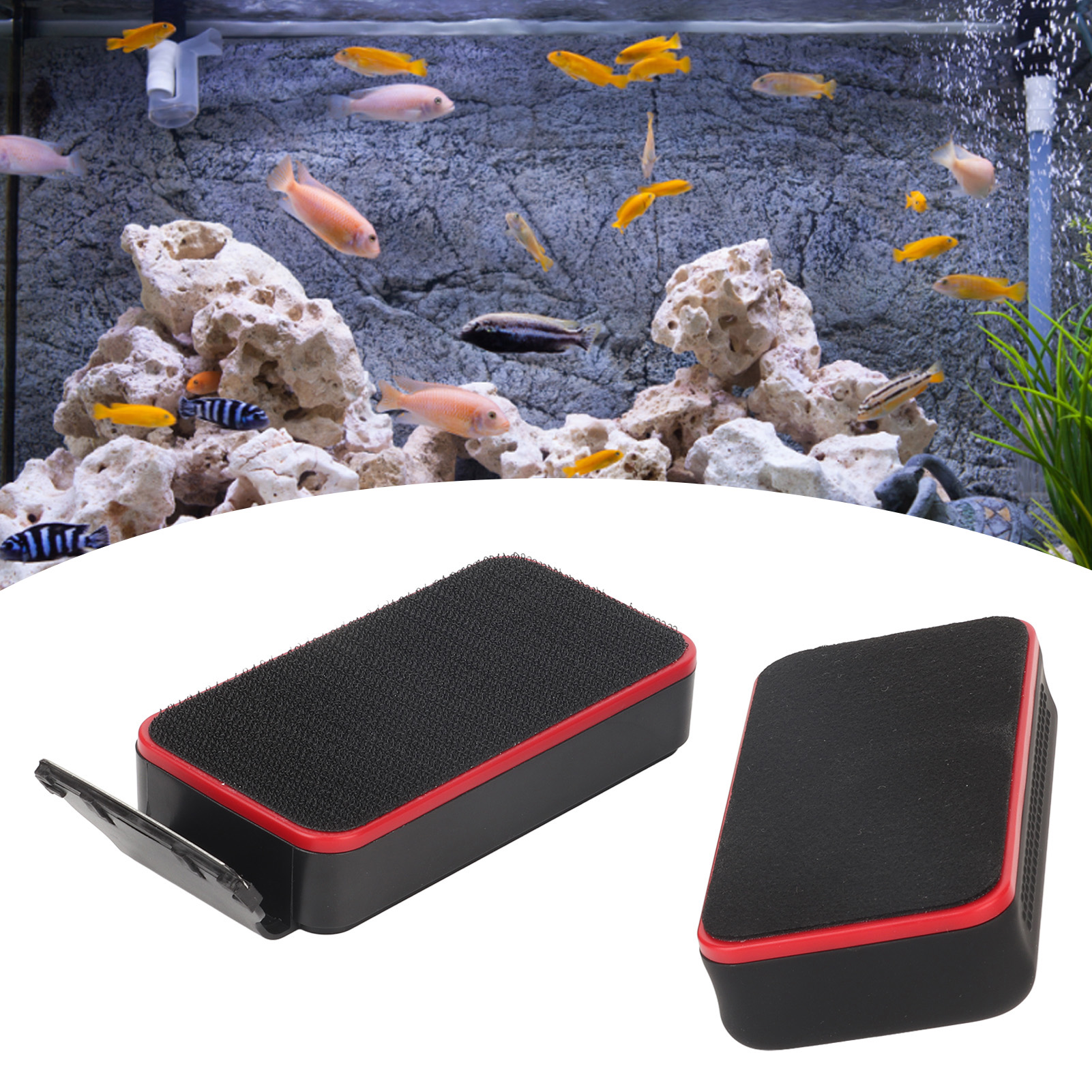 Aquarium Magnetic Brush Stable Aquarium Glass Algae Magnet Cleaning Tool Double Cleaning with Detachable Scraper for Fish
