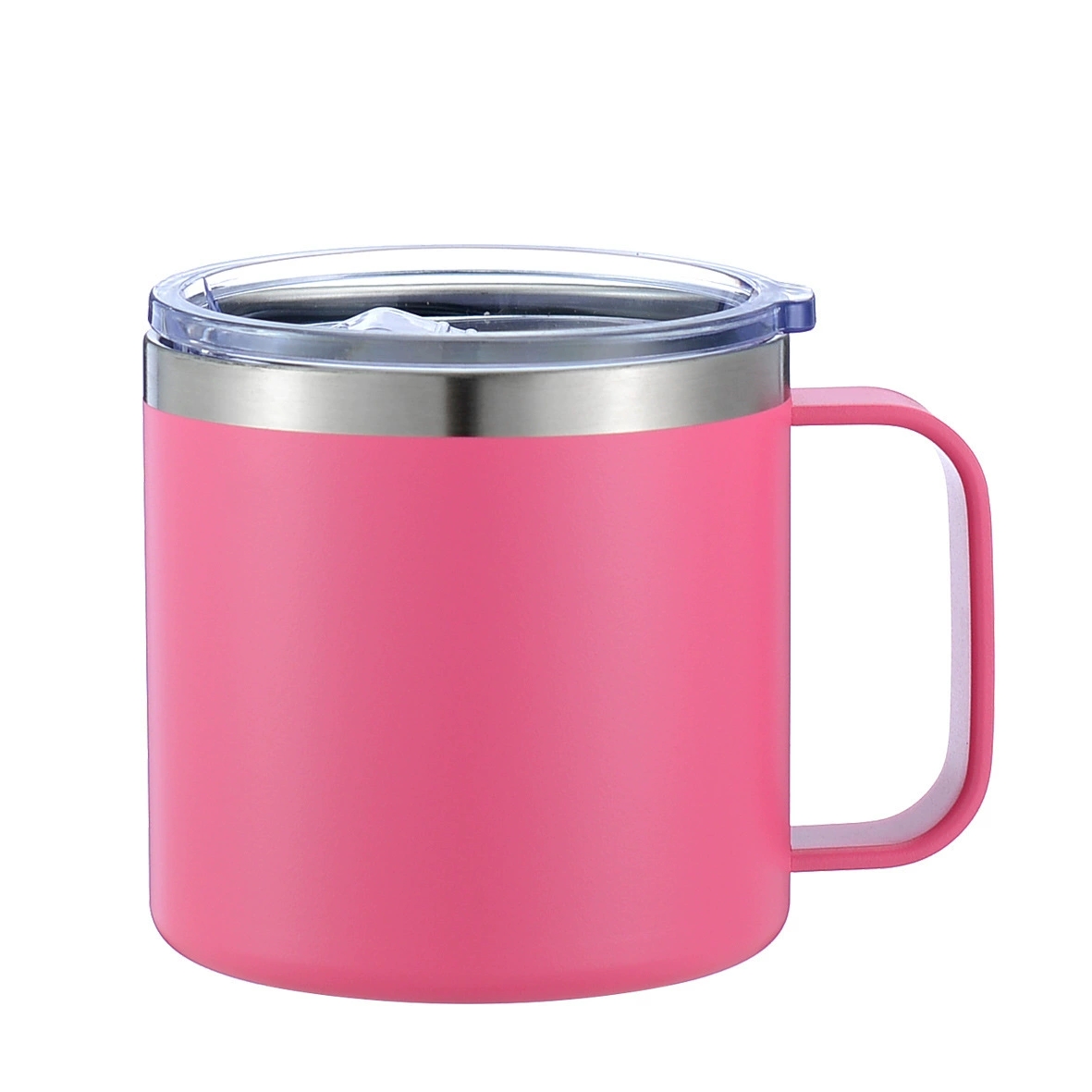 Customize logo 14oz powder coated coffee Mugs with handle sealing Lid 304 Stainless Steel Double Walled Insulated Tea beer mug Outdoor travel cup 16co