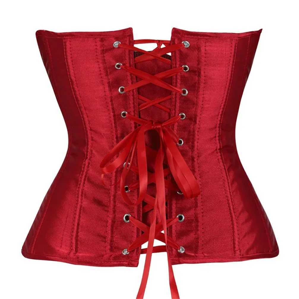 Womens Corsets Lace Up Bond Bustiers Satin Corset Casual Bustier Vintage Style Overbust Bridal Corset Party Come Plus SizeXJ250304