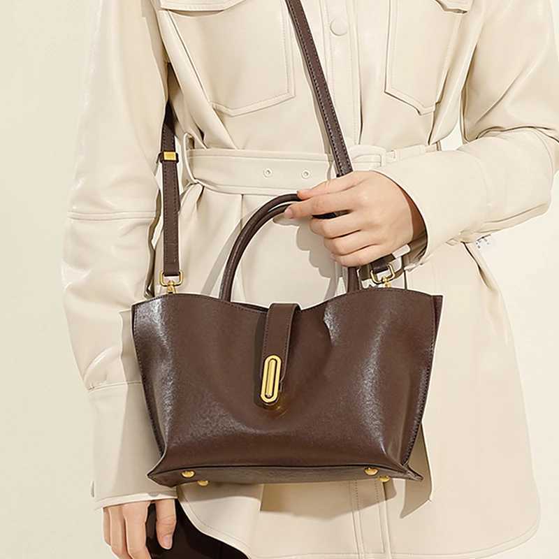 Burminsa Cowhide Genuine Leather Soft Shoulder Bags For Women 2025 Luxury Designer Shopping Tote Top Handle Work Ladies Handbags Z250303