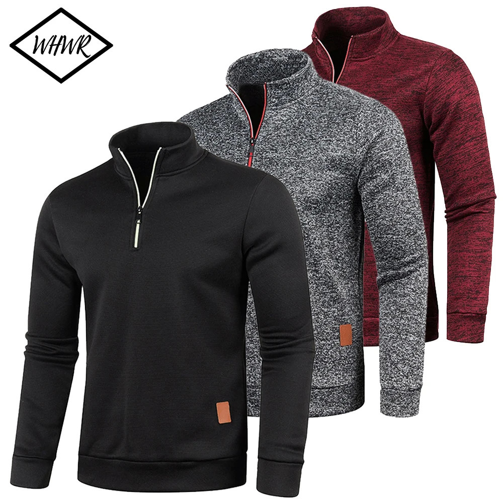 Mens Sweatshirts Spring Thicker Pullover Half Zipper for Male Hoody Outdoor Sweatshirt Autumn Solid Color Turtleneck Swea 250304