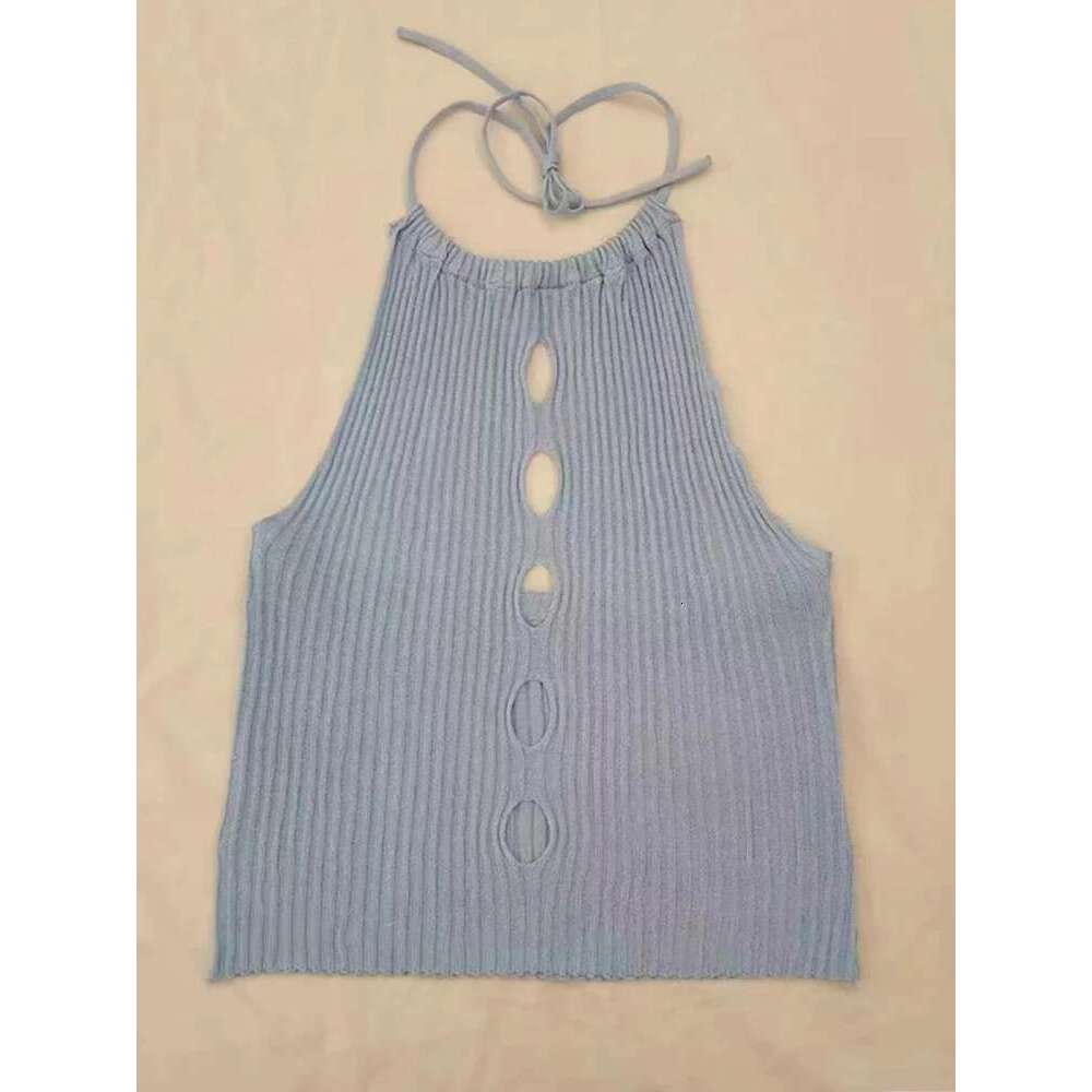 Hollow Out HELIAR Knitted Cross Halter Y2k Camisole Women Spring Summer Solid Tank Sleeveless Sexy Crop Tops 2025