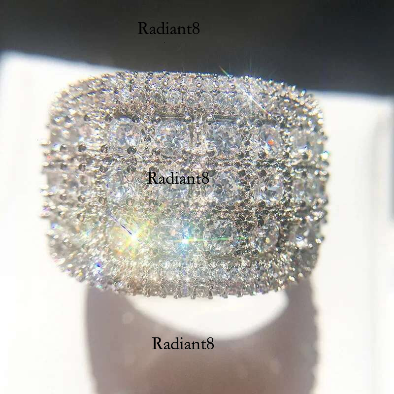 Pure Sterg Sier Sparkg Wide Rings for Women Girls AAA CZ Crystal Wedding Engagement with Stamp Jewelry Summer Sale