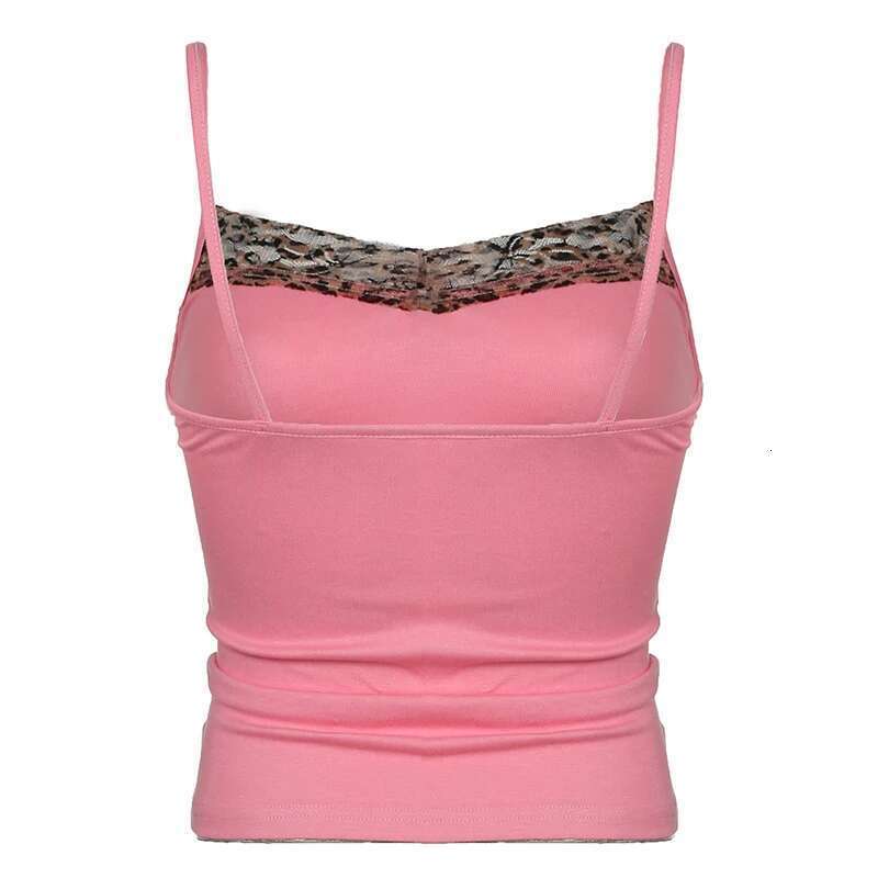 Leopard Cuteandpsycho Vintage Patchwork Camisole Sleeveless Y2K Sexy Bow Pink Clothes Fashion Retro 90s Women's Crop Outfits