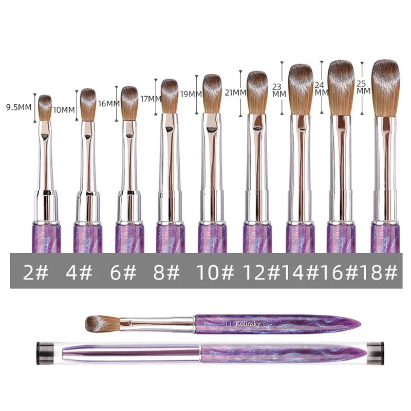 1Pc Purpie Kolinsky Nail Art Brush Acrylic UV gel Extender nail polish Painting Brush Nail Art Brush 250304