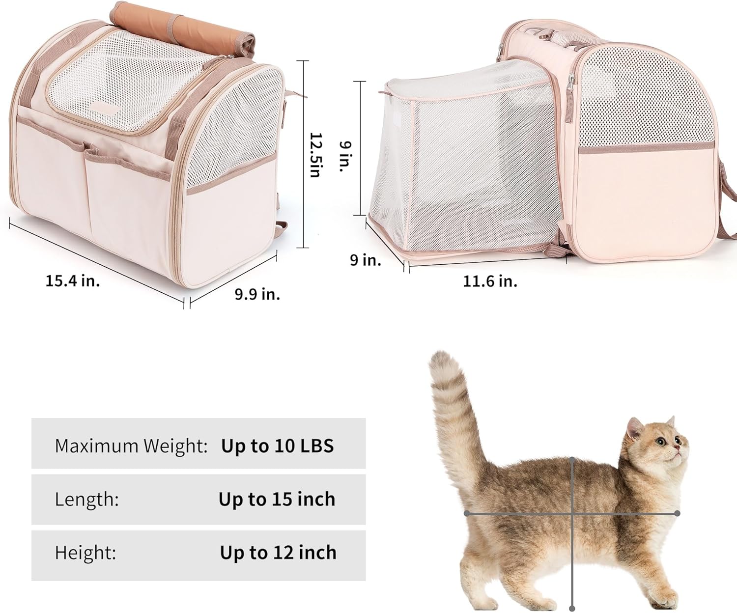 Expandable Cat Backpack Carrier: Small Pet Travel Bag with Pockets, Airline Approved Design Free shipping