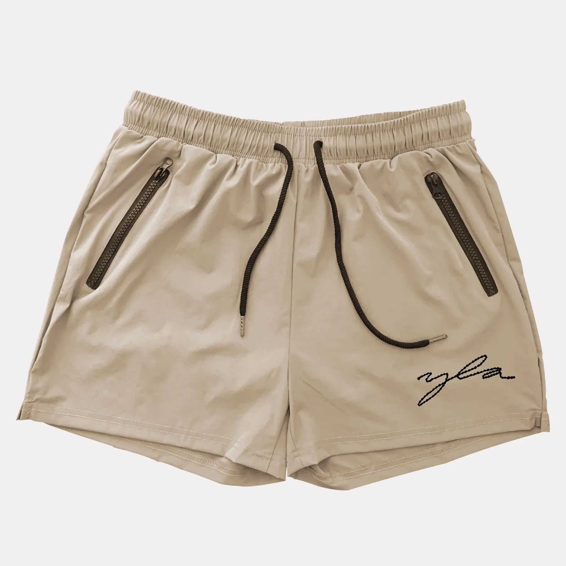 Sports Quick Drying Stretch Breathable Shorts Summer Outdoor Fitness Mid-waist Male Adult No Lining Three Minute ShortsT250304