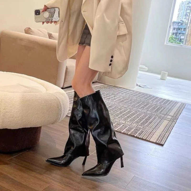Pointed High H Wen Long Boots Knee Length Thick H Plush Insation Cfortable Lining Slim Fit Long Leg Knight Boots Z250304