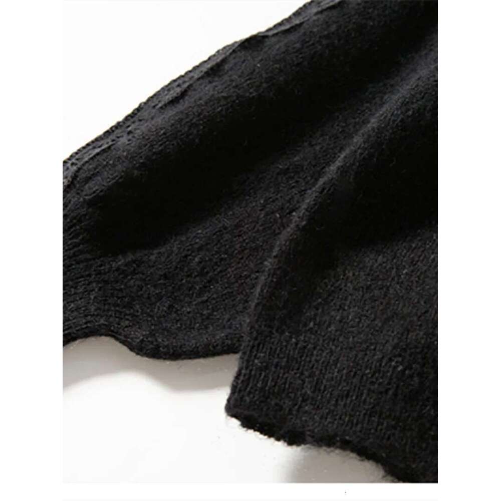 Women Black Knit Cardigan Tops Spring Summer Ladies Single Breasted Sweater V-Neck Lace Trim Ing Knitwear
