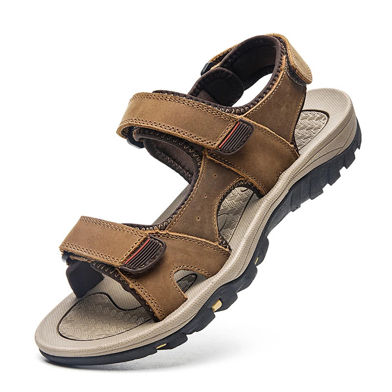 Genuine Leather Sandals For Men Outdoor Shoes Summer Beach Sandalias Hombre Verano Sandale Homme Big Size 47 48 250303