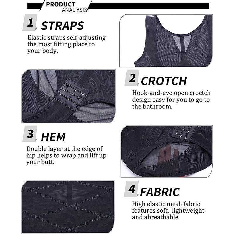 Shapewear Bodysuit for Women Tummy Control Butt Lifter Panty Hi-Waist Trainer Stomach Body Shaper Slimming GirdlesXJ250304