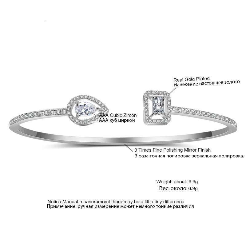Trendy Cubic Zirconia Adjustable Open Bracelet Cuff Bangles For Women 2023 Gold Color Wedding Jewelry Anniversary Gifts