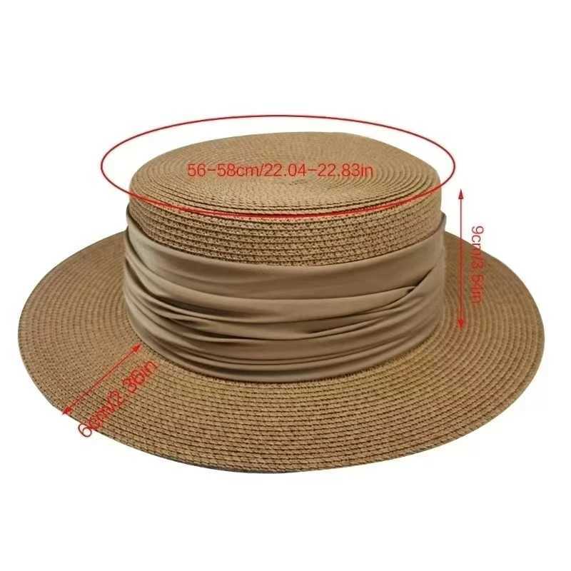 Fedoras Summer Womens Rowing Boat Beach Hat Wide Edge Womens Casual Panama Hat La Classic Flat Bow Knot Str Sun Hat WomensXJ250304