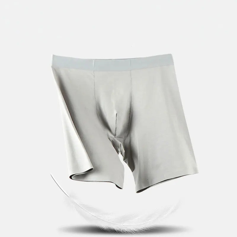 Men Breathable Long Leg Boxer Shorts Sports Big Size Sexy Elastic Mens Panties Cueca Male Ice Silk Seamless Lengthen Short Pants 250303