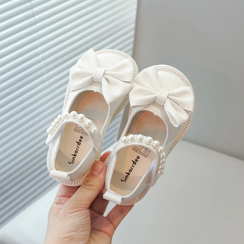 Baby girl casual shoes children PU leather bow cute fashion princess childrens wedding party apartment soft 250303