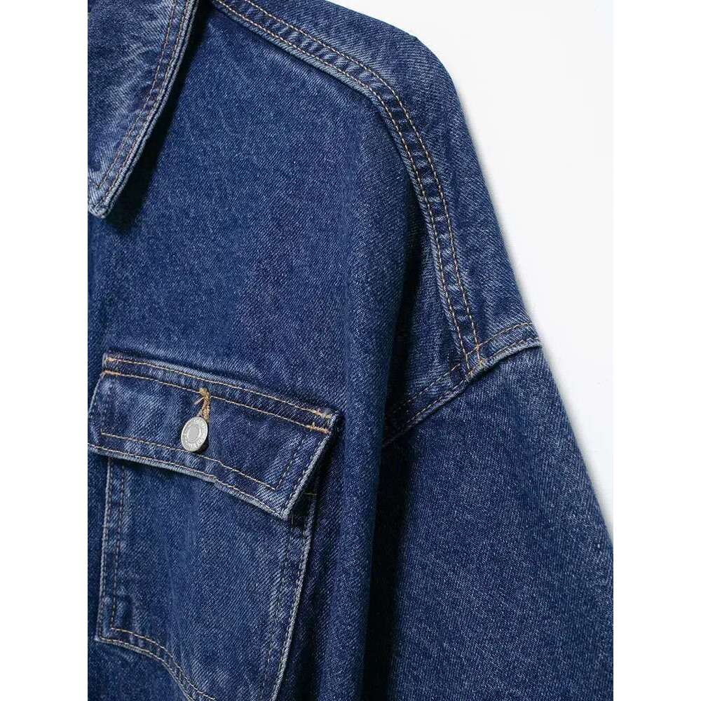 Willshela Women Fashion With Belt Denim Blue Single Breasted Jackets Vintage Lapel Neck Long Sleeves Female Chic Lady Outfits