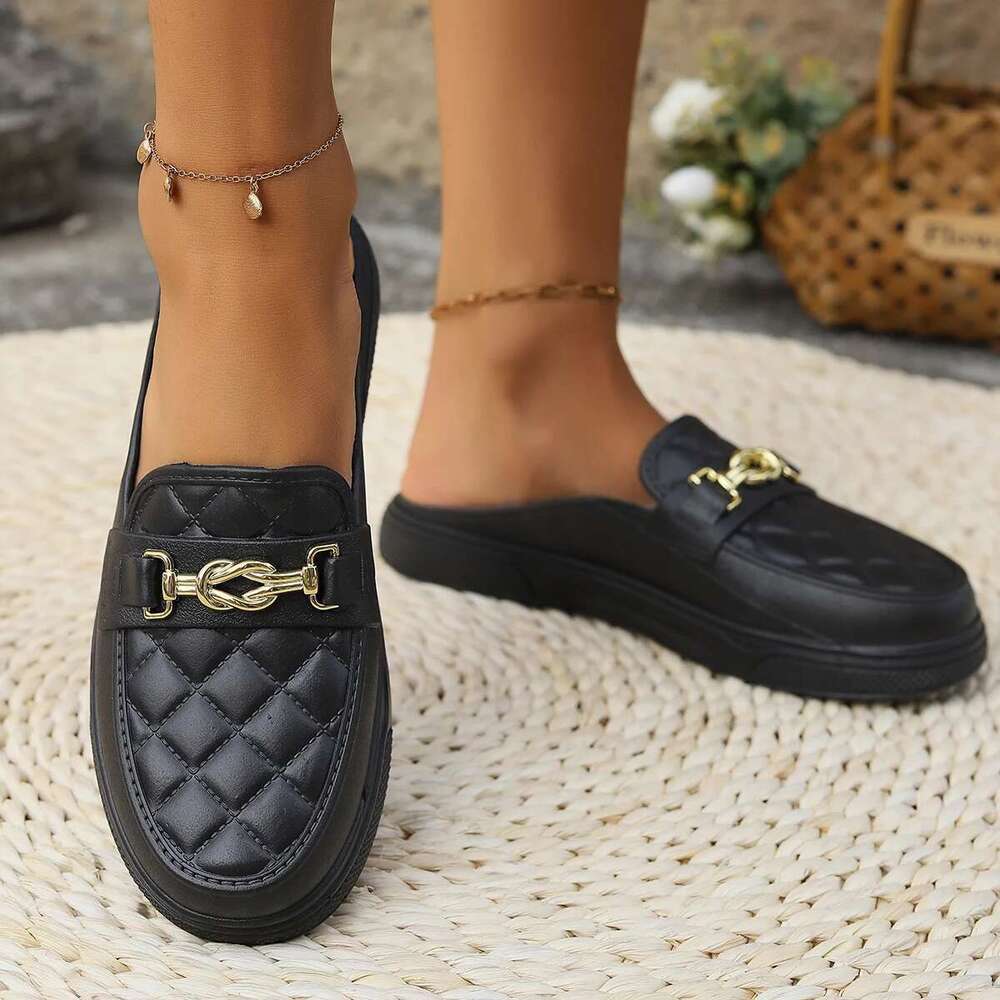 And Women Spring Summer New PVC Fashion Home Casual Wear Thick Soled Women's Shoes Daily Round Head Half Sandals 's