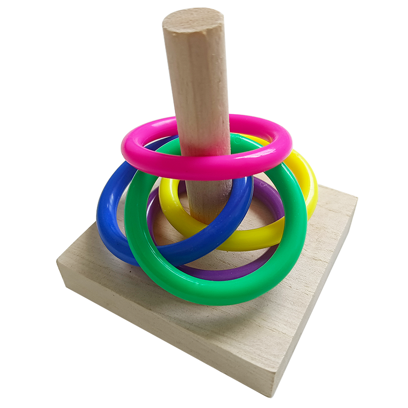 Bird Training Ring Toy Happy Beak Parrot Throwing Toys Hoop Ring Toss Wooden Trick Toy for Bird