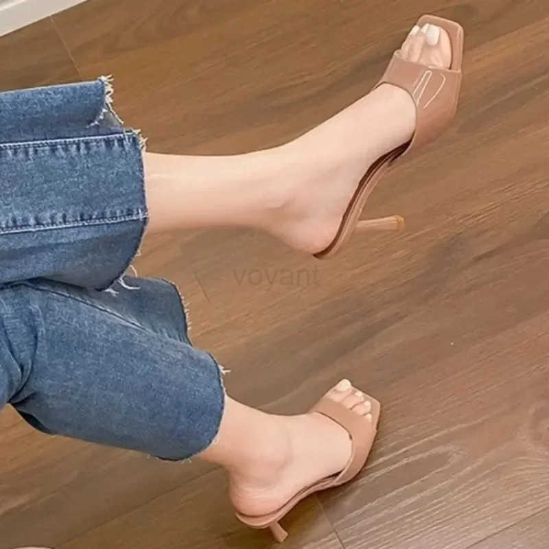 NewHigh H Wens Slippers Elegant Casual Square Toe Slippers Summer Shoes Zapatos De Mujer Wens Designer Sandals 35-42 Z250304
