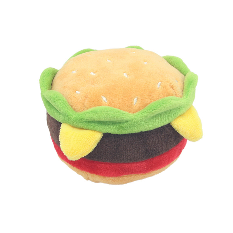 Plush Squeaky Dog Toys Hamburgers, French Fries, Pizza, Food Shaped Puppy Toys with Squeakers, Food Themed Toys for Small Medium Large Dog Breeds E13