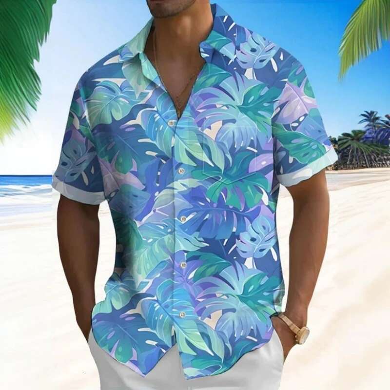 Hawaii Beach 2025 Men's Designer Shirt 3D Printed Summer Daily Casual Short Sleeve Shirt Men's Loose Breathable Oversized Beach Clothing
