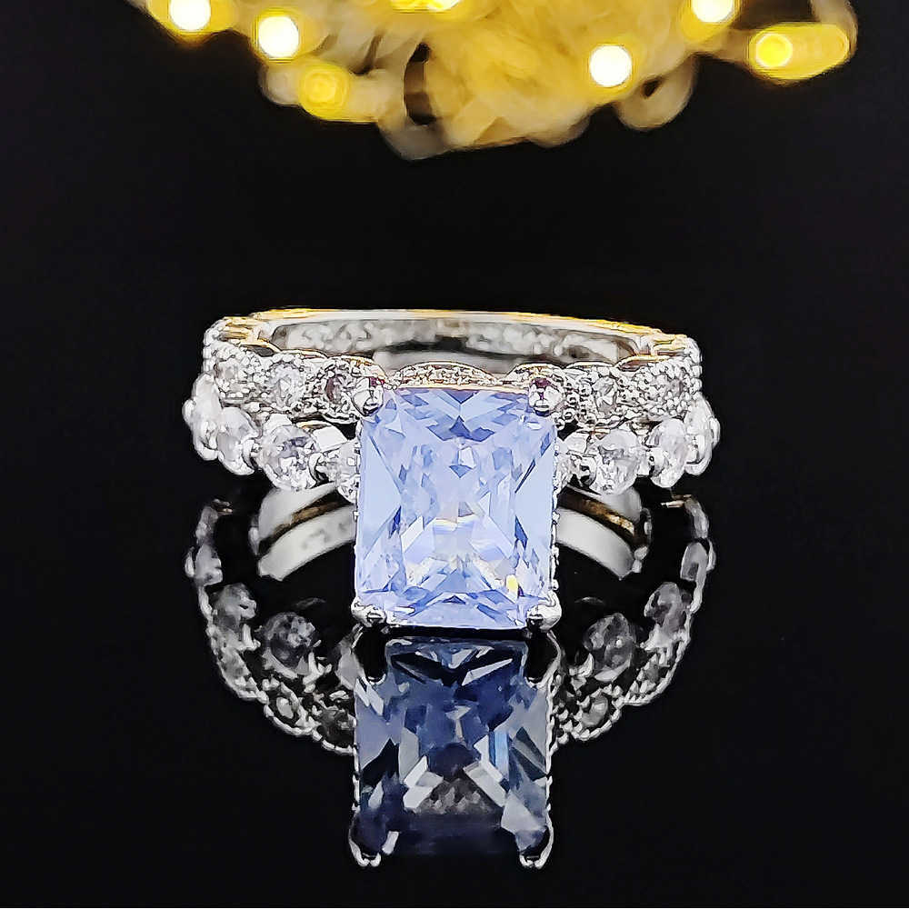 Couple Rings New Fashion High end Full Diamond Zircon Ring Two piece Jewelry Set r7099 H25303